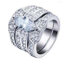 Wedding Rings Luxury Promise Sets 3pcs Design Jewelry Gift Princess White Cz Finger Setting Engagement Ring For Women