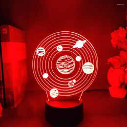 Night Lights Solar System 3D Visual Nightlight 7 Color Changing Universe Cool Birthday Gift Lamp For Kids Child Present Bedroom Decor