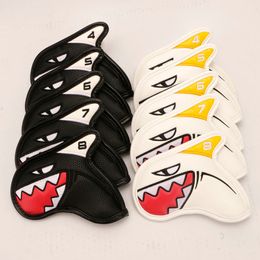 Club Heads 9PcsSet Universal PU Golf Iron Headcover Protection Cover Shark Pattern Club Head Cover Golf Club Protector Outdoor Antiscratch 230428