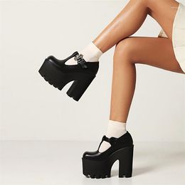 Dress Shoes YMECHIC Harajuku Bat Metal Buckle Pumps Heels Women Spring Fall 2023 Platform Nightclub Thick Block Heel Punk Women's