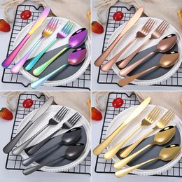 Dinnerware Sets 5/4Pcs Set Portable Cutlery High Quality Stainless Steel Knife Fork Spoon Flatware Silverware Travel