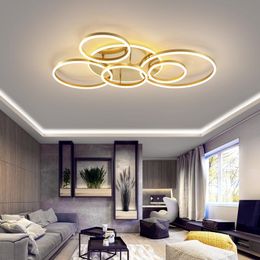 Ceiling Lights 2/3/5/6 Rings Modern Led For Living Room Bedroom Study Light White/Black/Gold Lamp