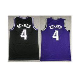 American basketball wear Chris Webber 4 throwback men jerseys black purple mitchell ness shirt adult size stitched jersey mix order