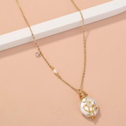 Chains Gold Color Hand-wrapped Pearls Pendant Necklace Choker For Women Wedding Engagement Gift Jewelry