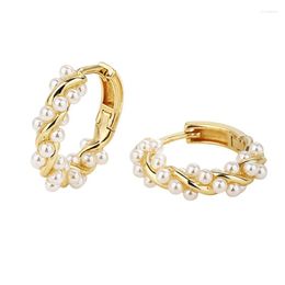 Hoop Earrings Luxury Pearls Copper Small Women Fashion 2023 Piercing Ear Buckle Earring Girlfriend Gift Jewellery Pendientes Mujer