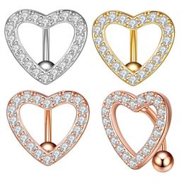 Gold Colour Sexy Belly Button Ring 14G Surgical Steel Reversed Bar Heart Navel Belly Ring Piercing Ombligo Earring Piercing