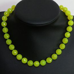 Chains Unique Lemon Jades Stone Chalcedony Faceted Round Beads Yellow 8 10 12 14mm Beautiful Chain Necklace Jewellery 18inch B1458