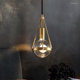 Pendant Lamps IWHD Nordic Modern Crystal Ball Lights Fixtures Bedroom Dinning Living Room Pure Copper Hanging Lamp Lighting Luminaria