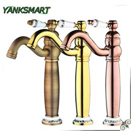 Bathroom Sink Faucets YANKSMART Waterfall Faucet Single Handle Basin Mixer Tap Bath Brass Vessel Water Silver Finished