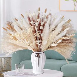 Decorative Flowers 109PCS Dried Pampas Grass Premium Bouquet Pompous Tails Reed Boho Home Decor Wedding Decoration