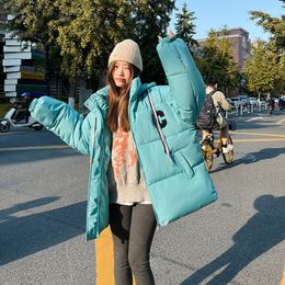 Women's Trench Coats Women's Winter Cotton Padded Coat 2023 Warm Thick Korean Loose C Letter Down Jacket Women Parkas
