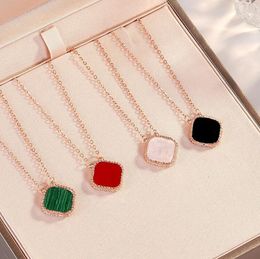 Fashion Classic Lucky Clover Necklace Pendant Luxury Necklaces 4/Four leaf 18K Rose Gold Silver Plated Agate Diamond Jewelry for Women Birthday Valentine's Day Gifts