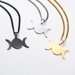 Pendant Necklaces Stainless Steel Men's Necklace Moon Sun Metal Chain Punk Simple Jewelry Friend Gift