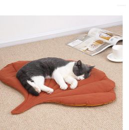 Cat Beds Ginkgo/Green Leaf Shape Soft Pet Dog Bed Mat Pad Machine Washable Mattress For Large Medium Small Dogs Cats Kennel