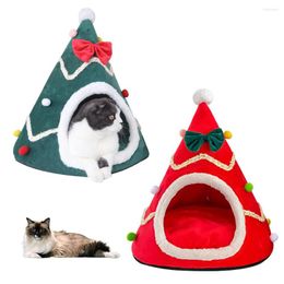 Cat Beds Pet Bed Christmas Soft Tree Winter Warm Pets Nest Tent House Mat Dog For Cats Kennel Teepee