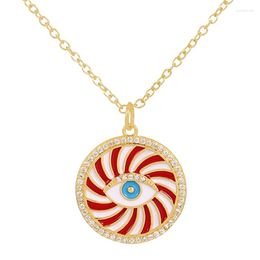 Pendant Necklaces ZHINI Personality Colourful Drip Oil Thread Eye Geometric Circular For Women Statement Necklace Jewellery