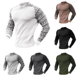 Men's Sweaters High-quality 2023 Autumn/winter Waffle Print Men's Pullover Base Matching Color Knit Mens Sweater Men