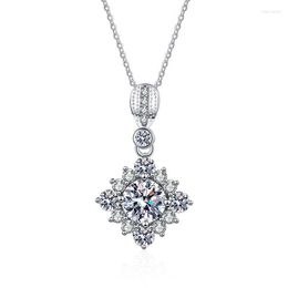 X51B 체인 ZFSILVER 패션 트렌디 컬러 D 925 실버 1 CT Moissanite Princess Square Necklace for Women Accessories Charms Wedding Jewelry