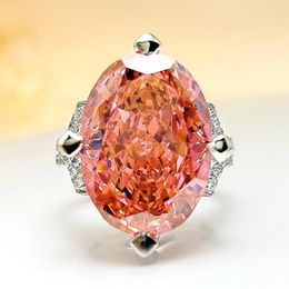 Cluster Rings KQDANCE 925 Sterling Silver Big 13 18mm 14 Created Orange Pink Padparadscha Yellow High Carbon Diamond Ring Jewellery Woman