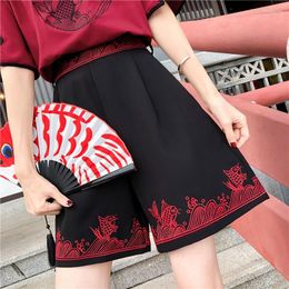 Ethnic Clothing Japanese Harajuku Shorts Pants Chinese Style Tang Suit Women Casual Wide Leg Set Oriental Plus Size 30942