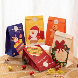 Gift Wrap 6pcs Kraft Santa Christmas Bags For Wrapping Holiday Gifts Festive Snowman Reindeer