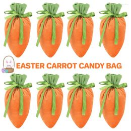 Gift Wrap 10pcs Easter Velvet Bag Carrot Jewelry Basket Candy Bags With Drawstring For S Cookie Snack Storage