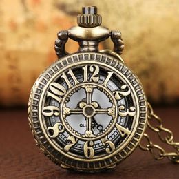 Pocket Watches Vintage Hollow Arabic Numerals Quartz Analogue Necklace Watch Kids Men Women Antique Stylish Pendant Clock Small Size