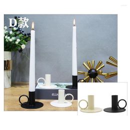 Candle Holders European Style Iron Art Candlestick Simple And Luxurious Black White Metal Base Single End Multi-purpose Retro Tea
