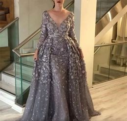 Vintage Grey Mother Of The Bride Dresses A Line Long Sleeves Formal Godmother Evening Wedding Party Guests Gowns Plus Size Custom Made