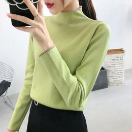 Women's Sweaters Autumn Spring Basic Casual Chic Knitted Pullover Women Mock Neck Solid Color Knit Slim Female Long Sleeve Tops Sweater