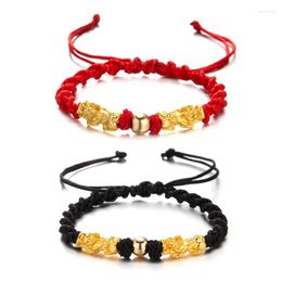 Link Bracelets Chain Pc Adjustable Braided Hand Rope Pixiu Charm Bracelet Wristband For Women Men Teens Success Prosperity Good Lucky