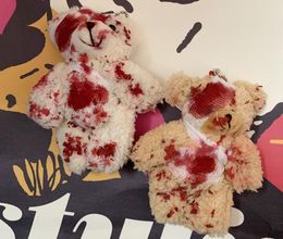 Keychains Halloween Bloody Bandage Bear Plush Keychain For Women Men Funny Punk Disabled Doll Key Chain Gifts Car Backpack Accessories