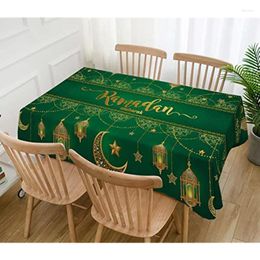 Table Cloth Ramadan Mubarak Tablecloth Islamic Muslim Eid Decoration Gold Star Moon Lantern Kitchen Dining Stain Resistant