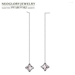 Dangle Earrings Neoglory Austria Crystal Long Drop Geometric Star Stylish For Girl Party Classic Dress Holiday Daily Sale