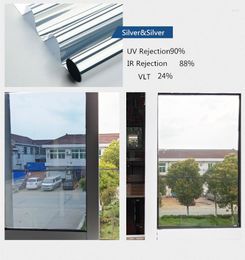 Window Stickers SUNICE Self-adhesive Doubble Silver One Way Mirror Film For Daytime Privacy Anti-UV Glass Coverings Building Office60 300cm