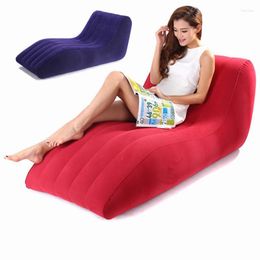 Camp Furniture Inflatable Outdoor Loungers Chair Camping Travel Chaise Load-bear 150KG Beach Chairs Flocked S Shape Folding Sofa Bed