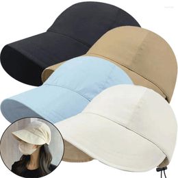 Wide Brim Hats Fisherman Sun Hat Portable Foldable Beach For Women Summer Quick-drying Visors Adjustable Drawstring Cap