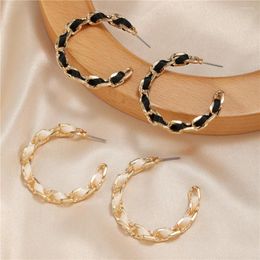 Hoop Earrings Creative Chain C-shaped French Retro Temperament Black Flannel Ins Wind