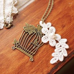 Pendant Necklaces DEAR-LIFE Original Handmade Jewelry Literary Retro Tassel Acacia Cage Bird Necklace Exquisite Special Gift