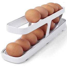 Storage Bottles Automatic Scrolling Egg Rack Holder Box Basket Container Organiser Rolldown Kitchen Refrigerator Dispenser