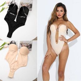 Women's Shapers Shapewear Plunge Bras Thongs Lingerie Full Body Shaper Invisible Push Up Bra U Backless Underwear Dress