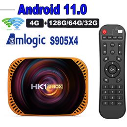 20PCS HK1 RBOX X4 Android 11 tv box 128GB 64GB 32GB amlogic s905x4 media player 2.4G 5G Wifi BT4.0 1000M