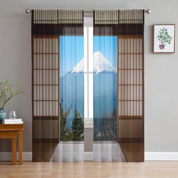 Curtain Mt Fuji Japan Gate Tulle Curtains For Bedroom Hall Living Room Decor Chiffon Balcony Kitchen Home Drapes