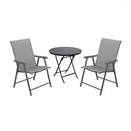 Camp Furniture Balcony Table And Chair Rattan Three-piece Set Outdoor Leisure Courtyard Modern Simple Folding Backrest Small Coffee