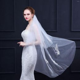 Bridal Veils NUZK Two Layer Short Veil Lace Applique Wedding Accessories Fascinator Welon Katedralny Accessori Sposa