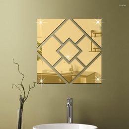 Wall Stickers Combination Square Mirror Acrylic Decor Sticker Home Living Room Bathroom Art Decoration