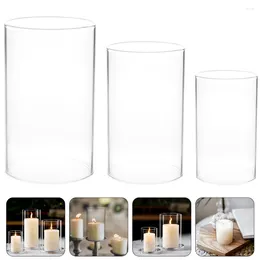 Candle Holders 3 Pcs Open Ended Shades Glass Menorah Sleeves Jar Candles Chimney Cylinder Holder Vase Tall Tubes Globes Desktop