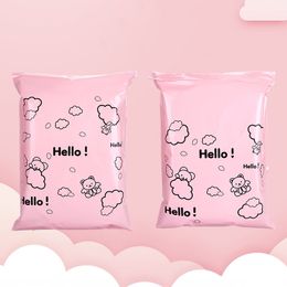 Mail Bags 50Pcs/Lots Packaging Pink Waterproof Logistics Clothing Postal Pouch Custom Plastic Mailing Bag 230428