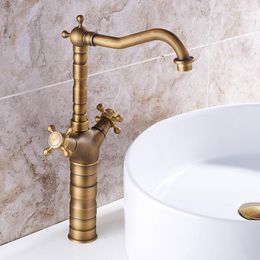 Bathroom Sink Faucets Madica Antique Bronze Faucet Tall Vessel Mixer And Cold Water Tap Finished