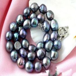 Chains Hand Knotted Necklace Natural 9-10mm Black Freshwater Baroque Pearl Sweater Chain 45cm For Women Fashion Jewellery
